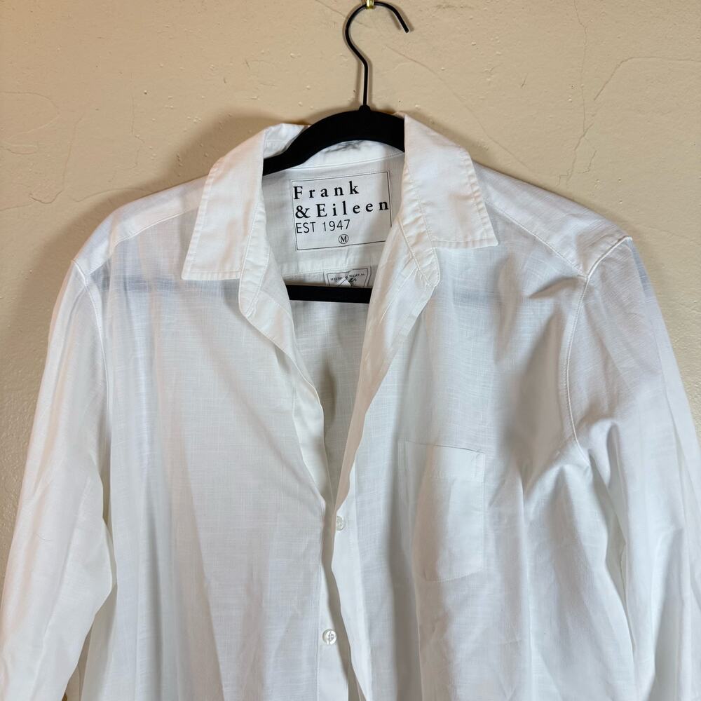 Frank & Eileen White Cotton Eileen Relaxed Button-Up Shirt sz Medium - Picture 3 of 6